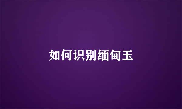 如何识别缅甸玉