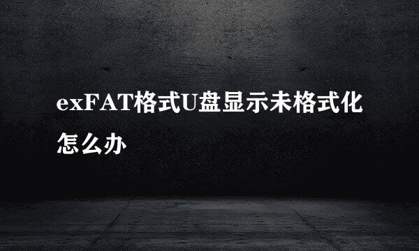 exFAT格式U盘显示未格式化怎么办