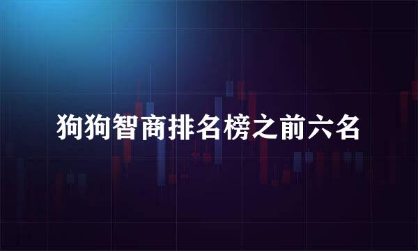 狗狗智商排名榜之前六名