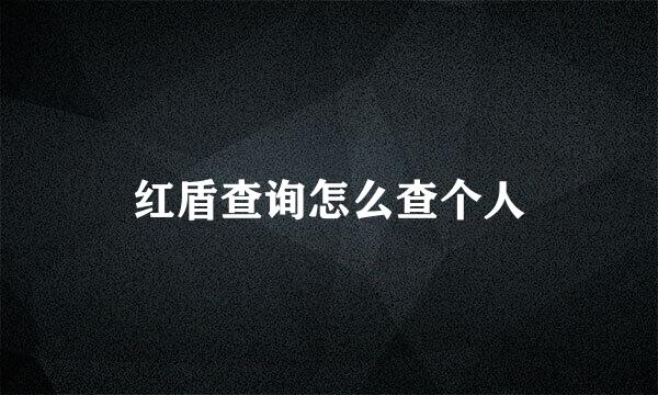 红盾查询怎么查个人