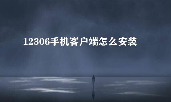 12306手机客户端怎么安装