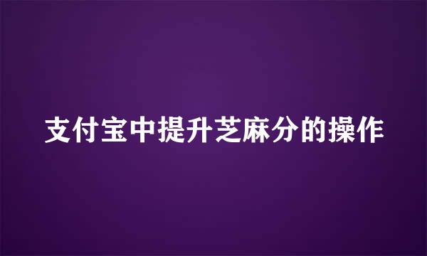 支付宝中提升芝麻分的操作