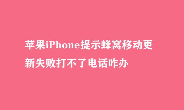 苹果iPhone提示蜂窝移动更新失败打不了电话咋办