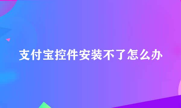 支付宝控件安装不了怎么办