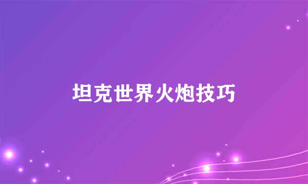 坦克世界火炮技巧