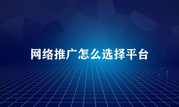 网络推广怎么选择平台