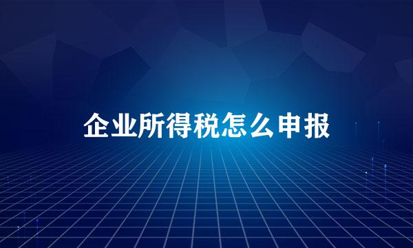 企业所得税怎么申报