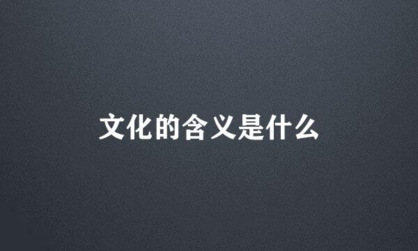 文化的含义是什么