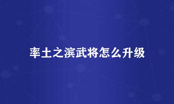 率土之滨武将怎么升级