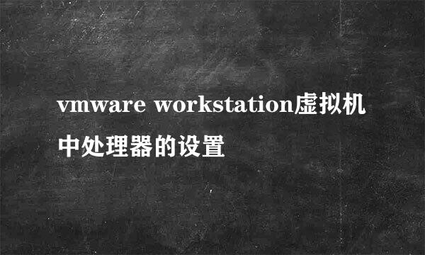 vmware workstation虚拟机中处理器的设置