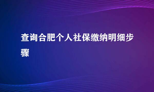 查询合肥个人社保缴纳明细步骤