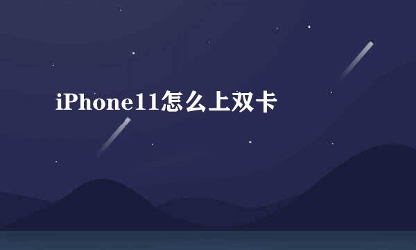 iPhone11怎么上双卡