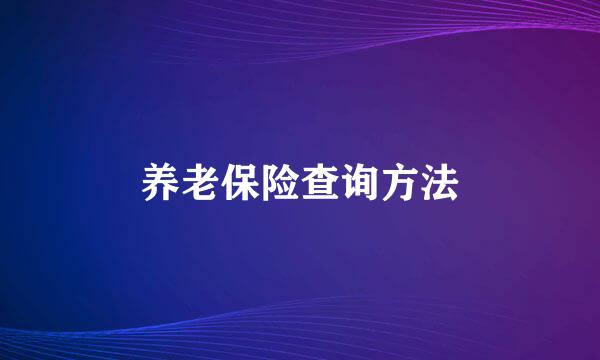 养老保险查询方法