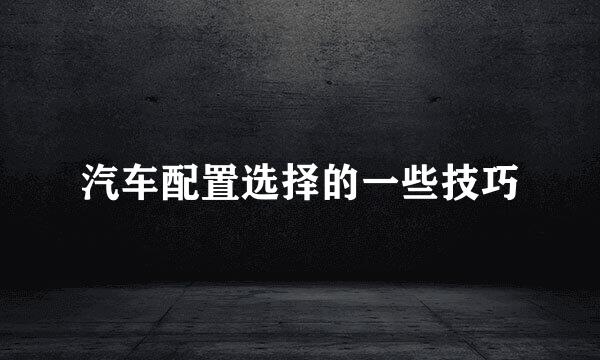 汽车配置选择的一些技巧