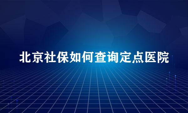 北京社保如何查询定点医院