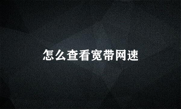 怎么查看宽带网速