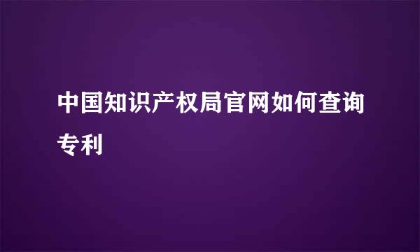 中国知识产权局官网如何查询专利