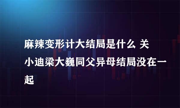 麻辣变形计大结局是什么 关小迪梁大巍同父异母结局没在一起