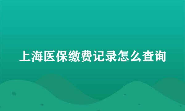 上海医保缴费记录怎么查询
