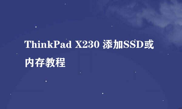 ThinkPad X230 添加SSD或内存教程