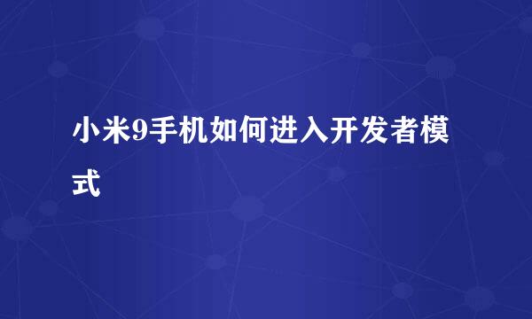 小米9手机如何进入开发者模式
