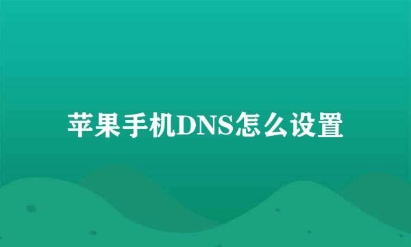 苹果手机DNS怎么设置