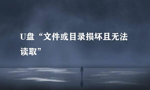 U盘“文件或目录损坏且无法读取”