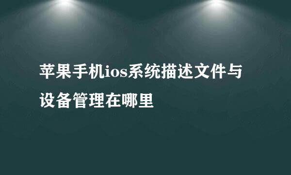 苹果手机ios系统描述文件与设备管理在哪里