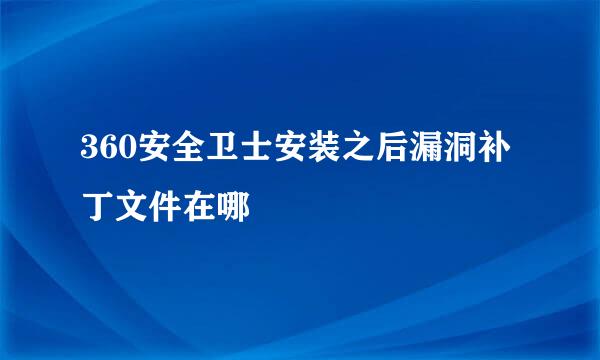 360安全卫士安装之后漏洞补丁文件在哪