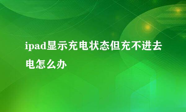 ipad显示充电状态但充不进去电怎么办