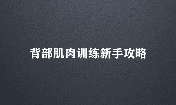 背部肌肉训练新手攻略