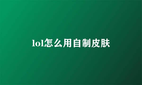 lol怎么用自制皮肤