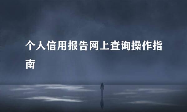 个人信用报告网上查询操作指南