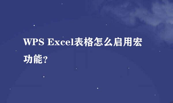 WPS Excel表格怎么启用宏功能？