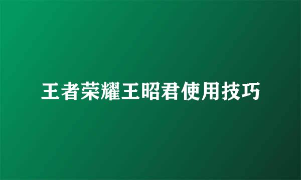 王者荣耀王昭君使用技巧
