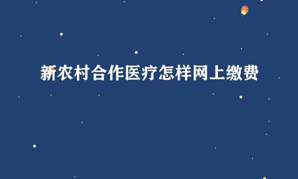新农村合作医疗怎样网上缴费