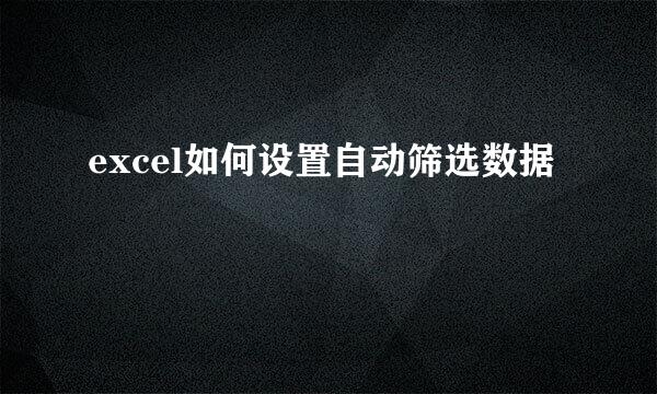 excel如何设置自动筛选数据