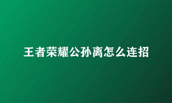 王者荣耀公孙离怎么连招