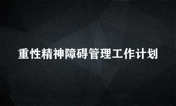 重性精神障碍管理工作计划