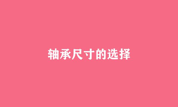 轴承尺寸的选择