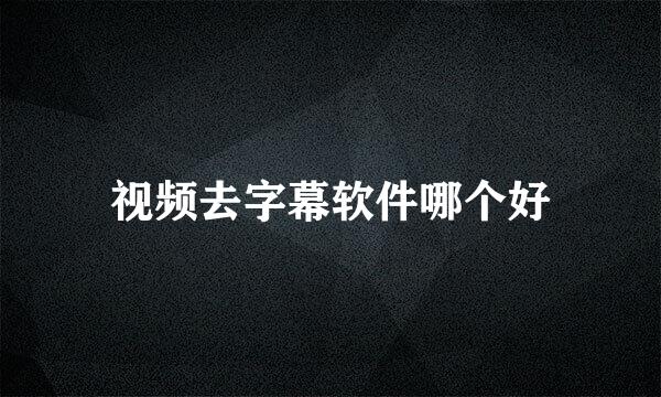 视频去字幕软件哪个好