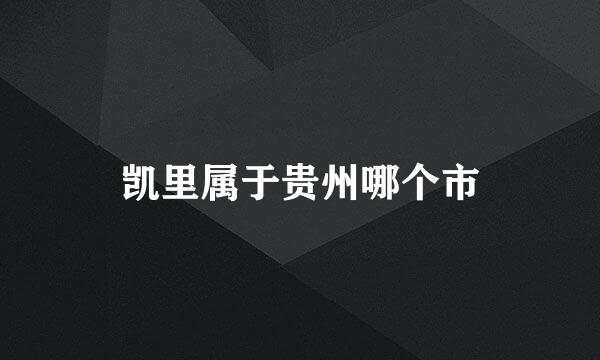 凯里属于贵州哪个市