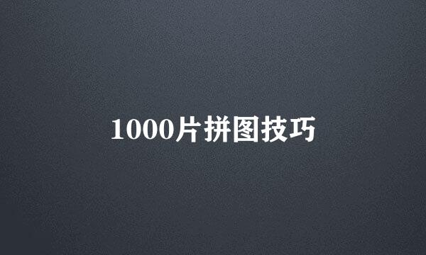 1000片拼图技巧