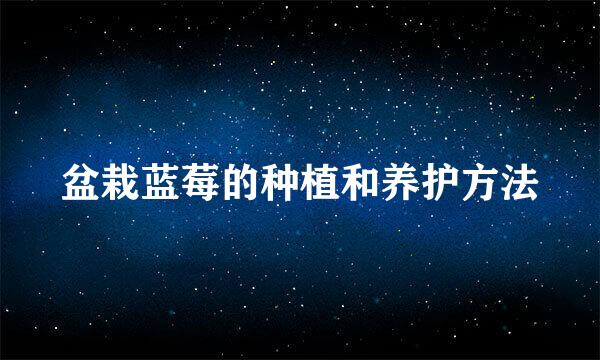 盆栽蓝莓的种植和养护方法