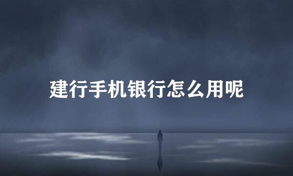 建行手机银行怎么用呢