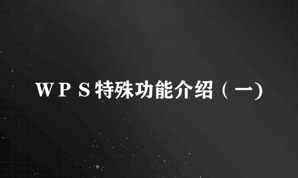 ＷＰＳ特殊功能介绍（一)