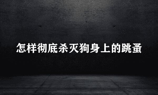 怎样彻底杀灭狗身上的跳蚤