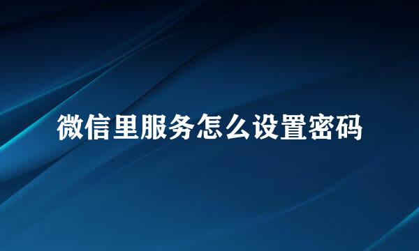 微信里服务怎么设置密码
