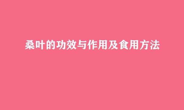 桑叶的功效与作用及食用方法