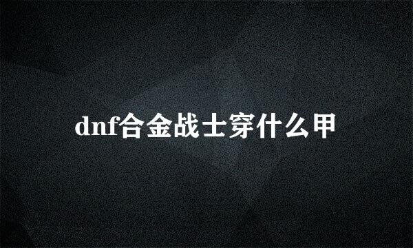 dnf合金战士穿什么甲